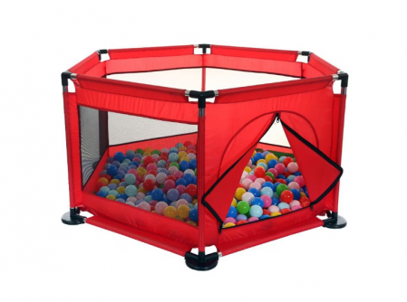 Tarc pentru Bebe, cu 30 de bile multicolore, dimensiune 128 x 113 x 65cm, rosu [1]