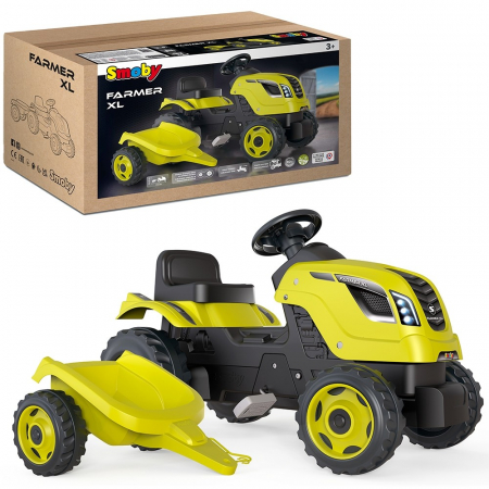 Tractor cu pedale si remorca Smoby Farmer XL, Dimensiuni produs (LxlxH): 142 x 44 x 54,5 cm [6]