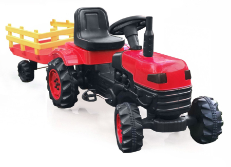 Masinute fara pedale - Tractor cu pedale si remorca Toys,culoare rosu,