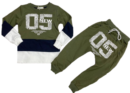 Trening - Trening copii,verde cu alb,flausat