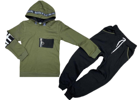 Trening - Trening copii,verde cu albastru,flausat