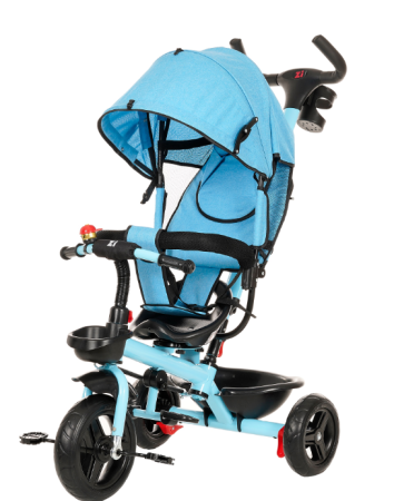 Triciclete - Tricicleta,3 in 1,cu scaun reversibil si pozitie de somn,cu claxon,Bubu-Still, produs in Elvetia,albastra