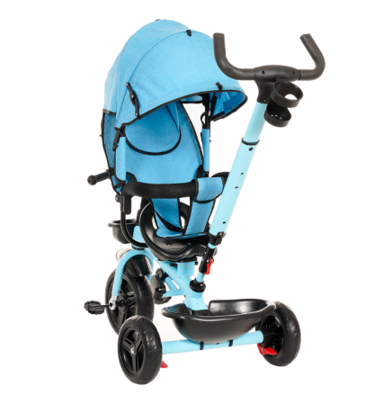 Tricicleta,3 in 1,cu scaun reversibil si pozitie de somn,cu claxon,Bubu-Still, produs in Elvetia,albastra [4]