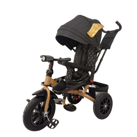 Pentru bebe - Tricicleta cu scaun reversibil , 6luni-5 ani, cu pozitie de somn, roata cauciuc, cu lumini si muzica, Jazz
