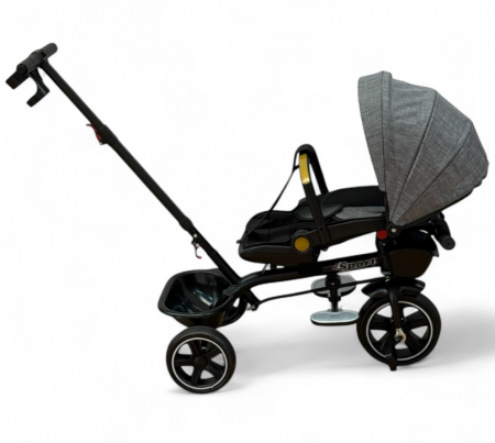 Tricicleta cu scaun reversibil, de la 6 luni la 5 ani, cu pozitie de somn, roata Eva plina, siliconata, copertina reglabila [5]