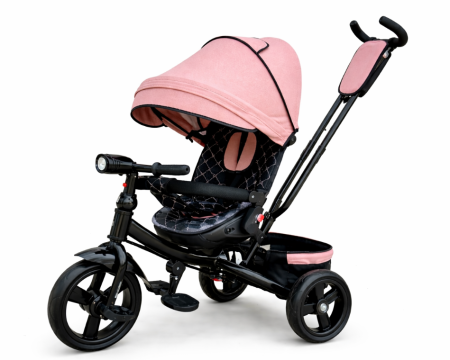 Triciclete - Tricicleta cu scaun reversibil Still, 6-36 luni, cu pozitie de somn, cadru aluminiu, roata plina, Corai