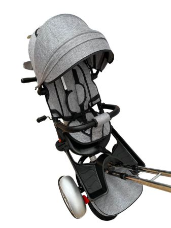 Tricicleta cu scaun reversibil Still, 6-36 luni, cu pozitie de somn, cu lumini si sunete, roata Plina, gri [2]