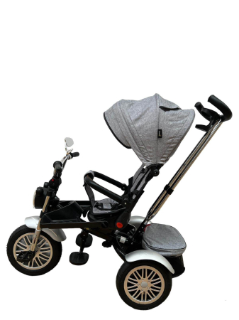 Tricicleta cu scaun reversibil Still, 6-36 luni, cu pozitie de somn, cu lumini si sunete, roata Plina, gri [3]