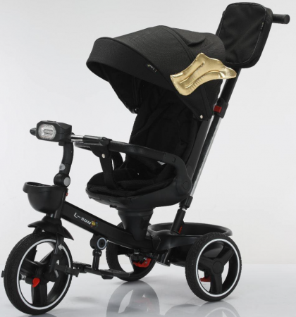 Pentru bebe - Tricicleta cu scaun reversibil Still, 6-36 luni, cu pozitie de somn, roata cauciuc, cu lumini si muzica, SL06