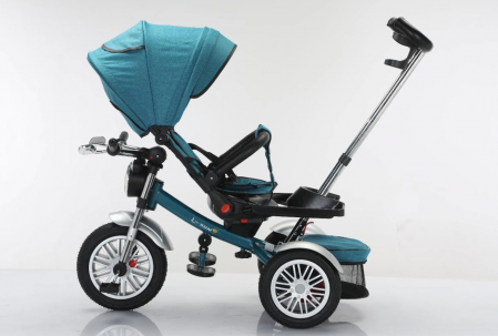 Tricicleta cu scaun reversibil Still, 6-36 luni, cu pozitie de somn, roata cauciuc, tip Motocicleta cu far, lumini si muzica, SL03, turcoaz [2]