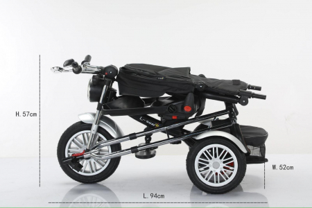 Tricicleta cu scaun reversibil Still, 6-36 luni, cu pozitie de somn, roata cauciuc, tip Motocicleta cu far, lumini si muzica, SL03 [7]