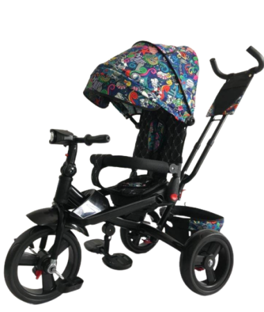 Triciclete - Tricicleta cu scaun reversibil Still, 6-36 luni, cu pozitie de somn, roata plina, Bubu-Still®, multicolor