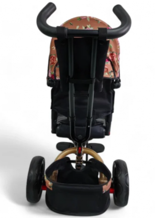 Tricicleta cu scaun reversibil Still, 6-36 luni, cu pozitie de somn, roata plina, Cadru auriu, Floral auriu [3]