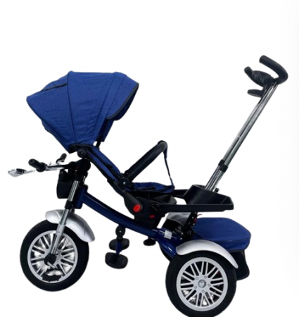 Tricicleta cu scaun reversibil Still, 6-36 luni, cu pozitie de somn, roata plina, cu lumini si sunete, Albastru cobalt. [2]