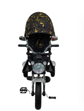 Tricicleta cu scaun reversibil Still, 6-36 luni, cu pozitie de somn, roata cauciuc, cu lumini si sunete, Cadru auriu [2]