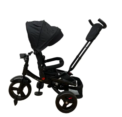 Tricicleta cu scaun reversibil Still, 6-36 luni, cu pozitie de somn, roata plina, negru [3]