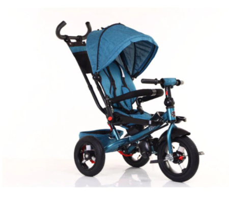 Triciclete - Tricicleta cu scaun reversibil Still, 6-36 luni, cu pozitie de somn, roata plina,Turcoaz/Negru