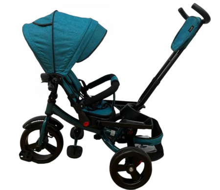 Tricicleta cu scaun reversibil Still, de la 6 luni la 5 ani, cu pozitie de somn, roata Eva plina, siliconata, Albastru Turcoaz [1]