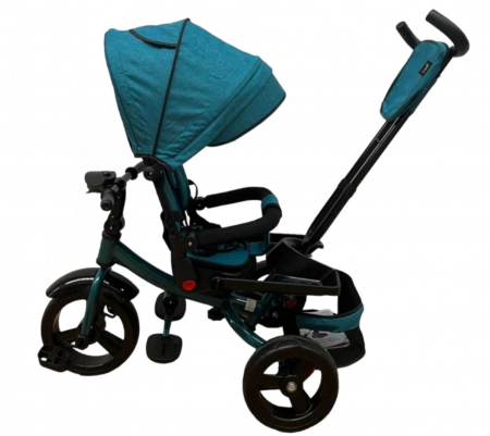 Tricicleta cu scaun reversibil Still, de la 6 luni la 5 ani, cu pozitie de somn, roata Eva plina, siliconata, Albastru Turcoaz [2]
