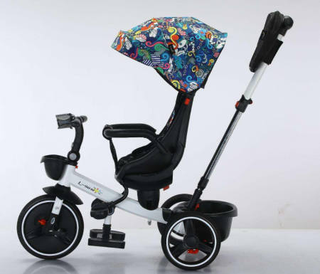 Tricicleta cu scaun reversibil Sun, 6-36 luni, cu pozitie de somn, Bubu-Still, sezut ergonomic tip scoica, roti cauciuc, Multicolor [3]