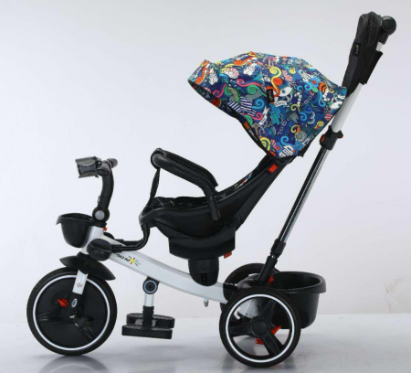 Tricicleta cu scaun reversibil Sun, 6-36 luni, cu pozitie de somn, Bubu-Still, sezut ergonomic tip scoica, roti cauciuc, Multicolor [2]