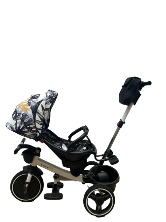 Tricicleta cu scaun reversibil Sun, 6-36 luni, cu pozitie de somn, Bubu-Still, sezut ergonomic tip scoica, roti cauciuc, negru gri [6]