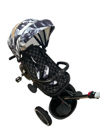 Tricicleta cu scaun reversibil Sun, 6-36 luni, cu pozitie de somn, Bubu-Still, sezut ergonomic tip scoica, roti cauciuc, negru gri [7]