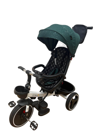 Triciclete - Tricicleta cu scaun reversibil Sun, 6-36 luni, cu pozitie de somn, Bubu-Still, sezut ergonomic tip scoica, roti cauciuc, plume