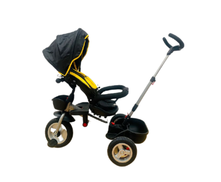 Tricicleta , maner reversibil,3 in 1,Bubu-Still®,reversibila, pozitie de somn,negru cu galben [2]