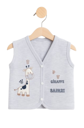 Vestă pentru bebeluși, din bumbac pieptănat, cu imprimeu de animalute, Gri [1]