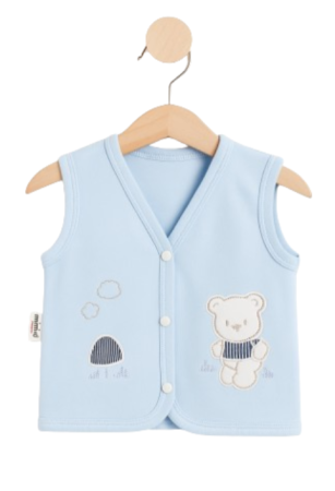Veste bebe - Vestă pentru bebeluși, din bumbac pieptănat, cu imprimeu de ursuleți