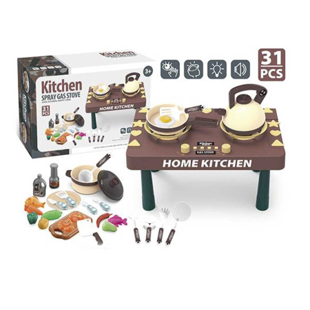 Jucarii - Aragaz cu baterii + accesorii bucatarie, 31 piese