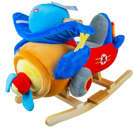 Balansoare si Leagane - Balansoar Pentru Bebelusi, Avion, Lemn + Plus, 60x34x45 Cm