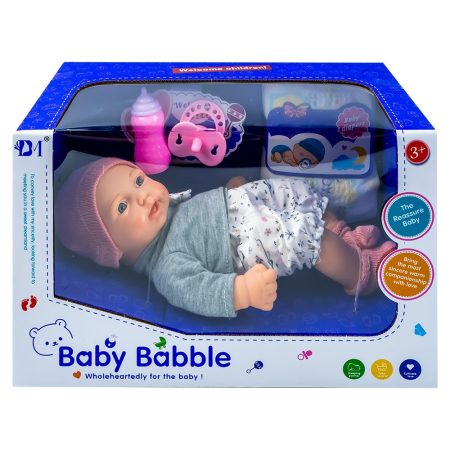 Papusi, plusuri, zane si figurine - Bebelus cu accesorii, 13x9x25 cm