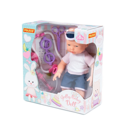 Papusi, plusuri, zane si figurine - Bebelus cu accesorii doctor, 35 cm, Polesie