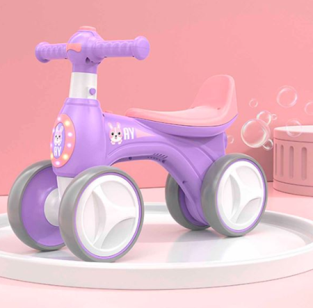 Triciclete - Bicicleta fara pedale, Varsta 1-3 ani, care face balaoane cand merge, cu lumini si muzica, Mov