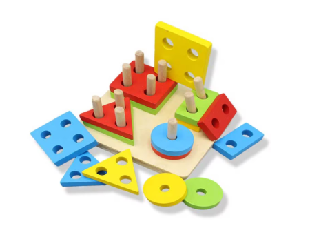 Jucarii educative - Blocuri din lemn, Montessori, Tip nasturei