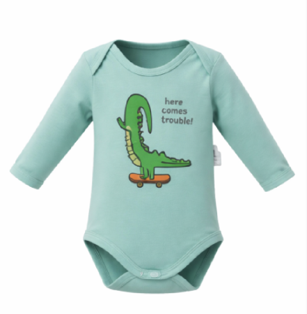 Haine bebe baietei - Body copii, model crocodil pe skate