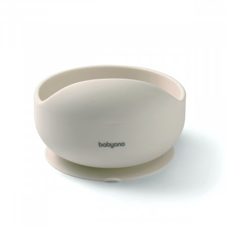 Biberoane si dispozitive de hranire - Bol din silicon cu ventuza pentru copii Babyono crem