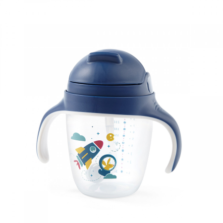 Biberoane si dispozitive de hranire - Cana copii cu pai albastra Babyono