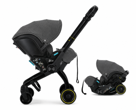 La plimbare - Carucior 3 in 1 pentru copii, Cu scoica auto, Ultrapliabil, Aprobat pentru transport avion, Maner telescopic si reversibil, Pozitie de somn