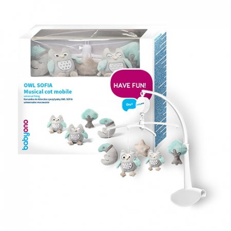 Jucarii interactive bebe - Carusel muzical bufnita Sofia Babyono