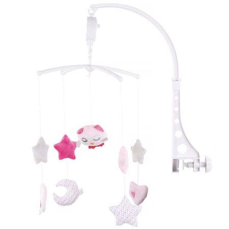 Jucarii interactive bebe - Carusel muzical pentru patut Chipolino pink Chicken