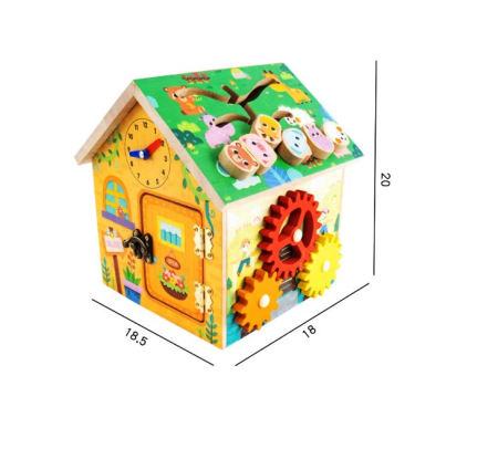Jucarii interactive bebe - Casuta multifunctionala cu activitati, ceas, roti zimtate, sortator forme diverse