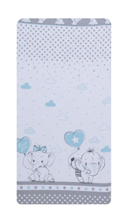 Noutati - Cearceaf din bumbac pentru saltea 120x60 cm, Love Elephants Blue, Beberoyal