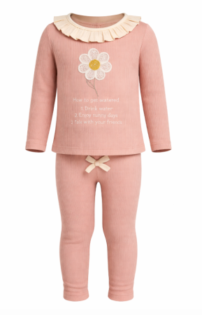 Noutati - Compleu fete, cu broderie, roz