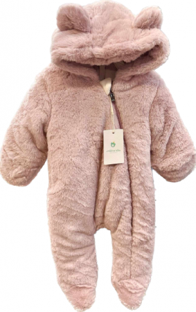 Combinezoane - Combinezon ursulet cu urechi, gros, Vitamins Baby, Roz pudra