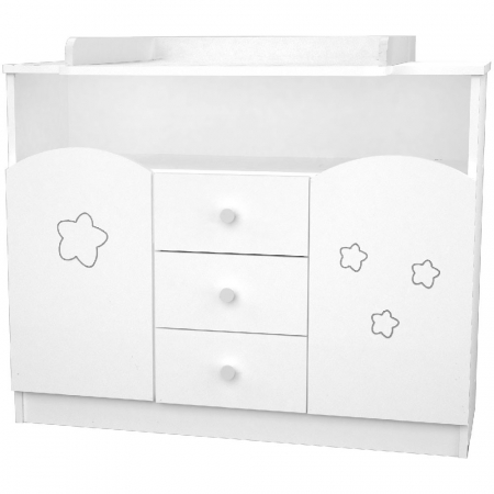 Birou copii - Comoda de infasat Hubners Matei 106 cm alb cu stelute