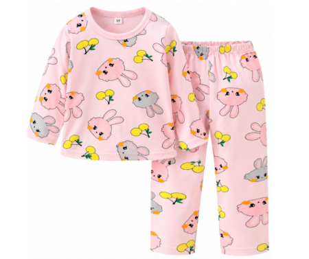 Costumase toamna-iarna - Compleu 2 piese, pentru copii, tip pijama, din bumbac 100%, Iepuras