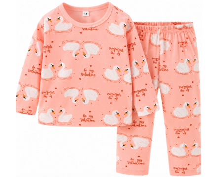 Costumase toamna-iarna - Compleu 2 piese, pentru copii, tip pijama, din bumbac 100%, Micuta Lebada